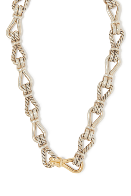 Thoroughbred Loop 18in Chain Link Necklace, 18k Yellow Gold & Sterling Silver